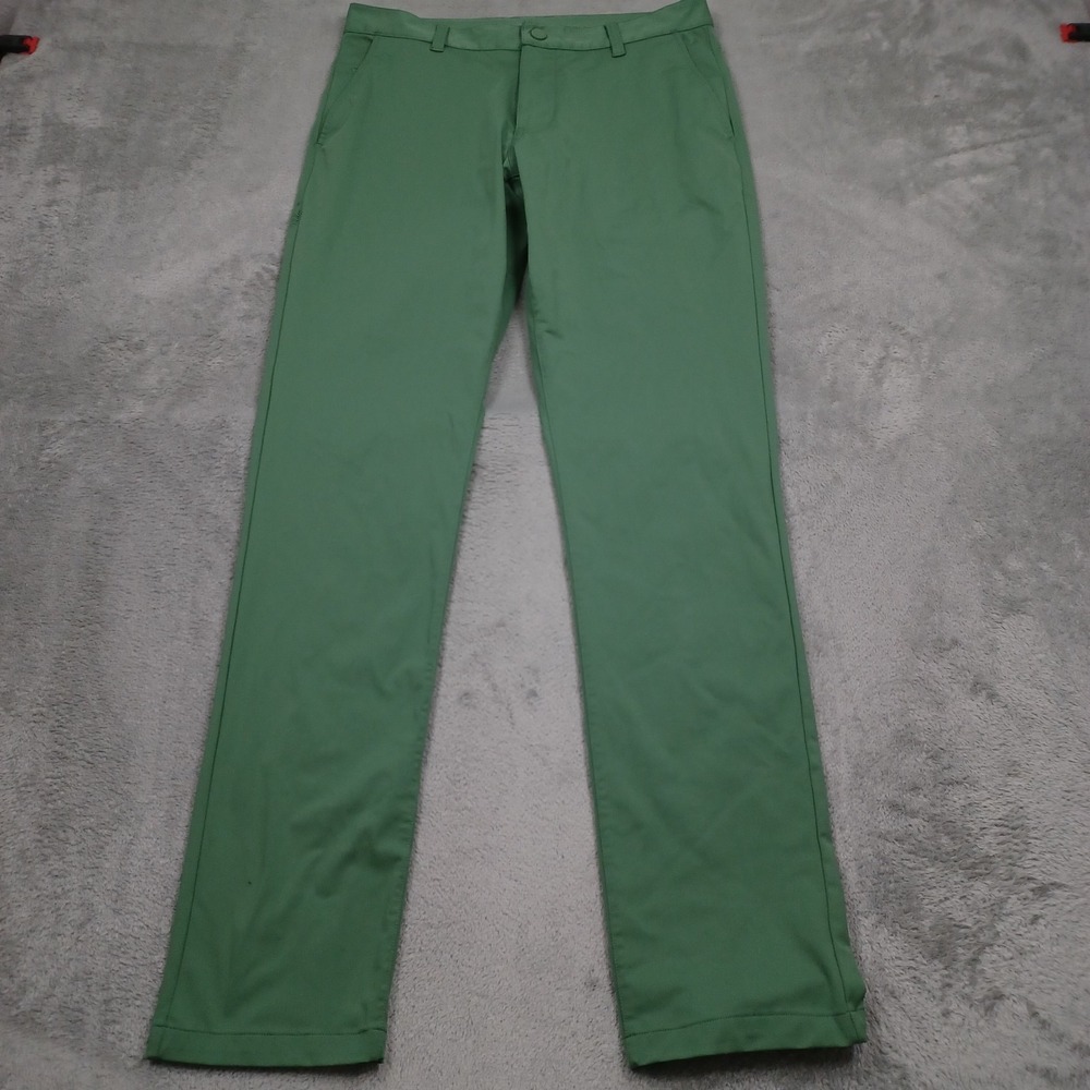 Rhone Pants Mens 32x32 Green Commuter Slim Chino Pockets Stretch Straight Fit